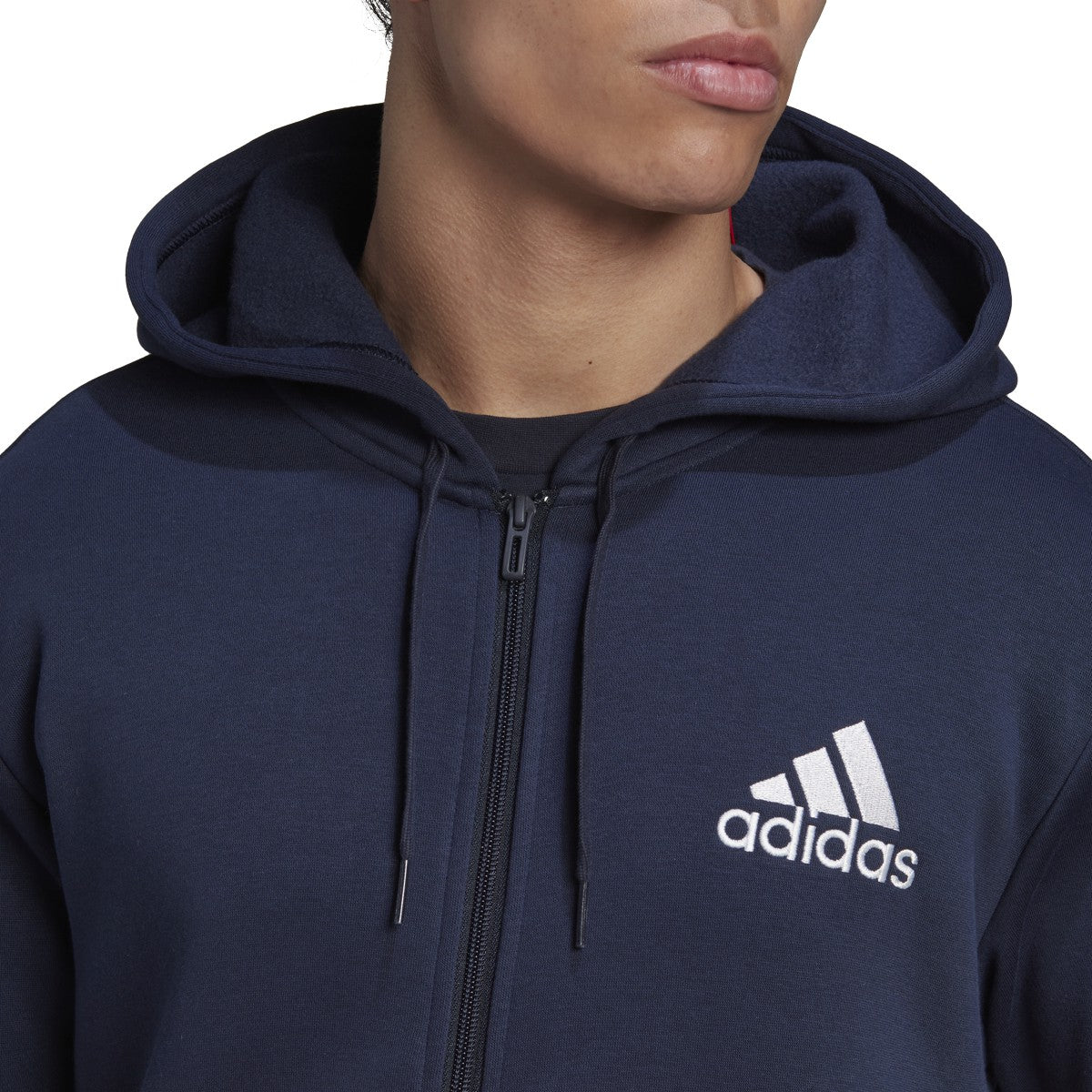 adidas Essentials Mens Full-Zip Hoodie with Colorblock