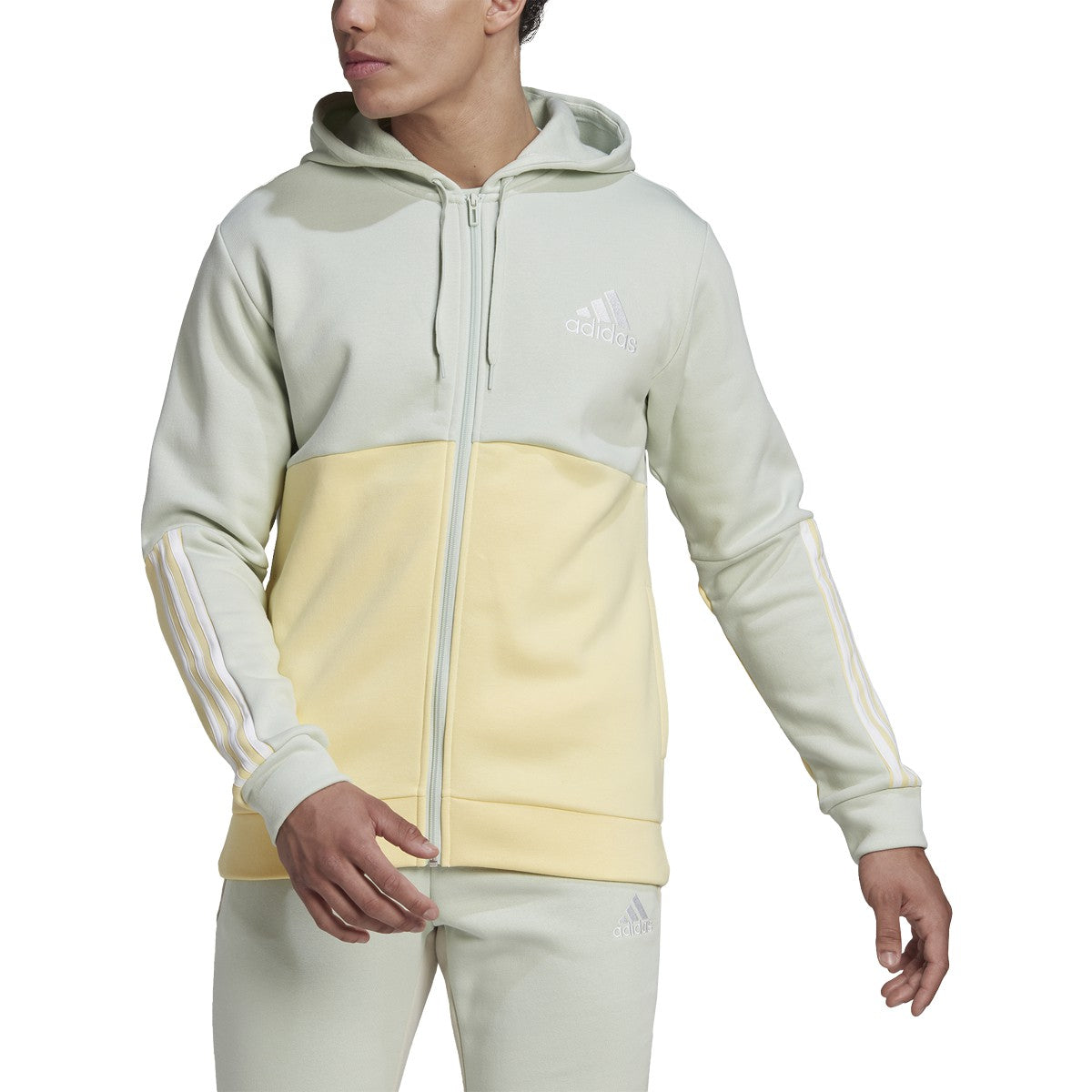 adidas Essentials Mens Full-Zip Hoodie with Colorblock