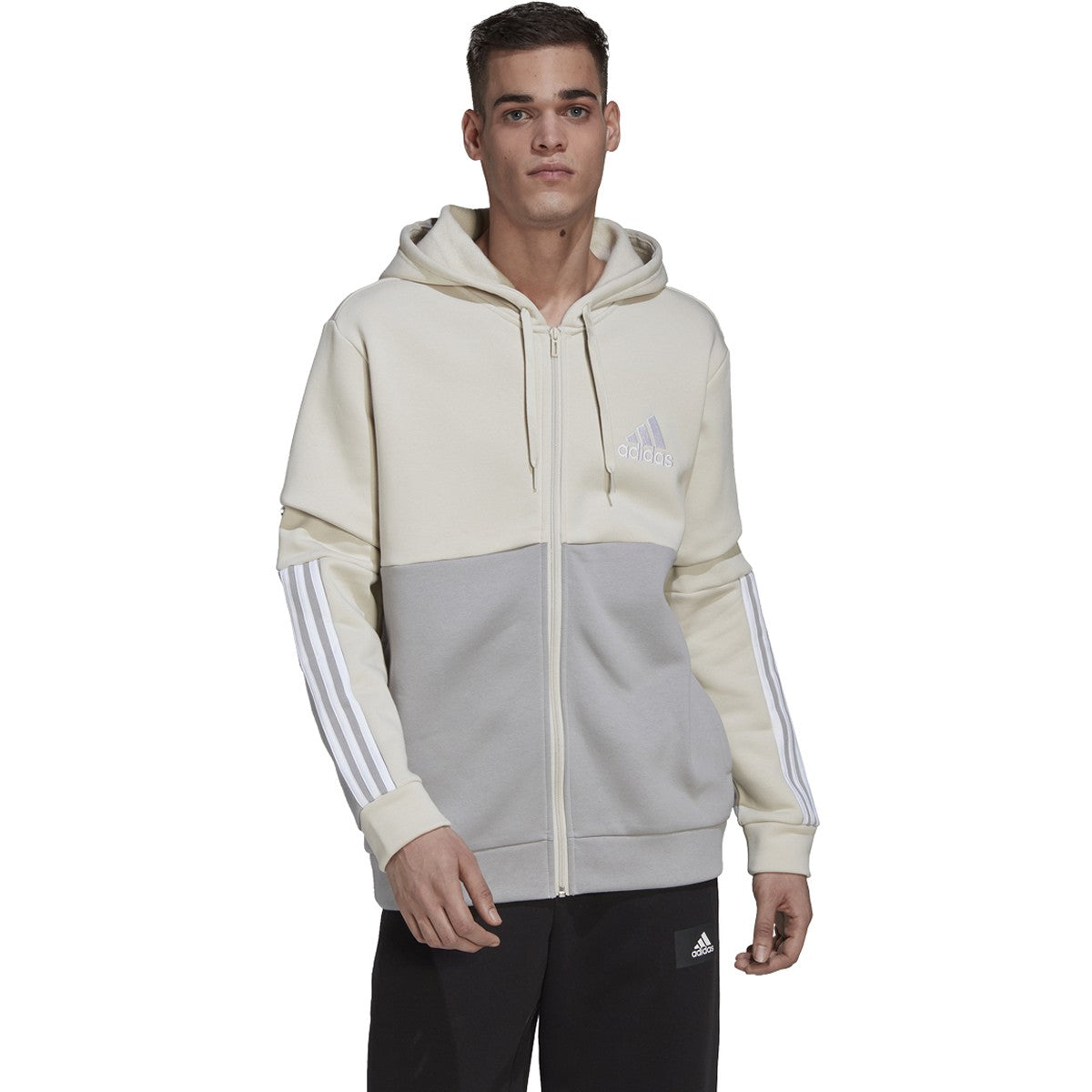 adidas Essentials Mens Full-Zip Hoodie with Colorblock