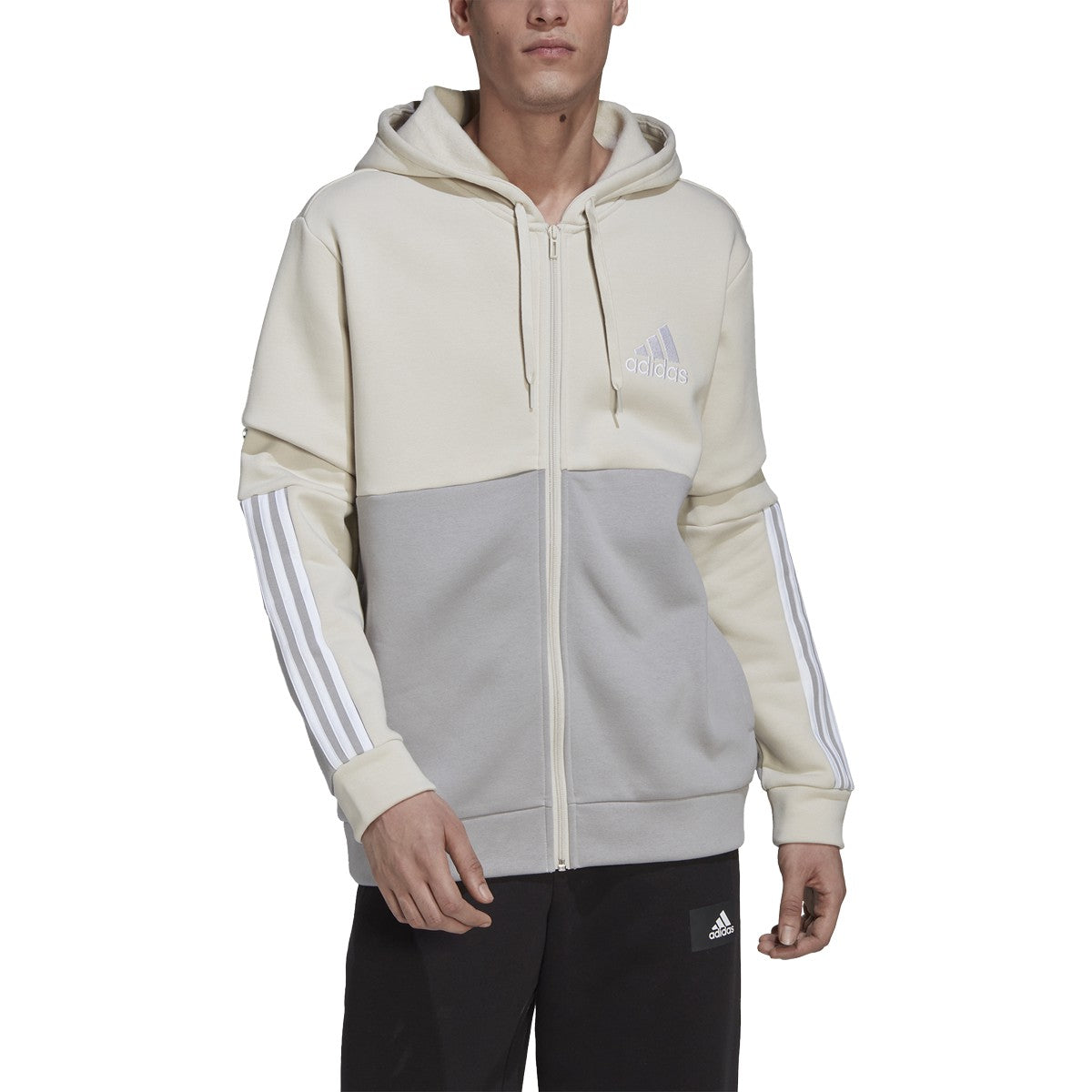 adidas Essentials Mens Full-Zip Hoodie with Colorblock