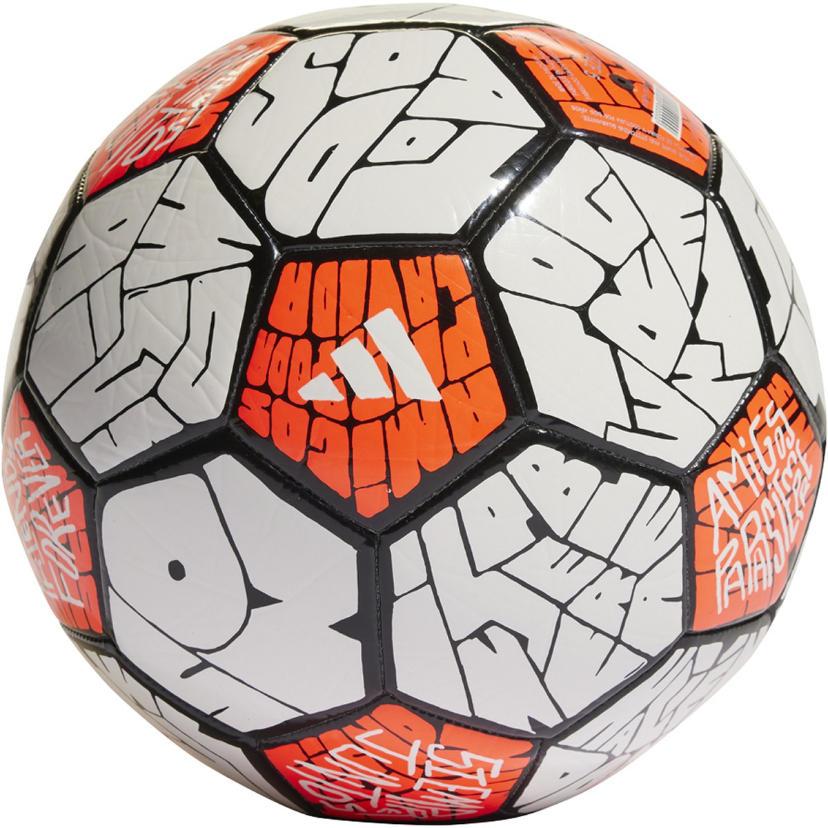 adidas Lionel Messi Club Soccer Ball in White Black and Solar Red