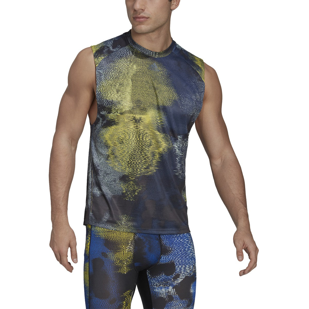 adidas Techfit Allover Print Sleeveless Tee - Mens Training
