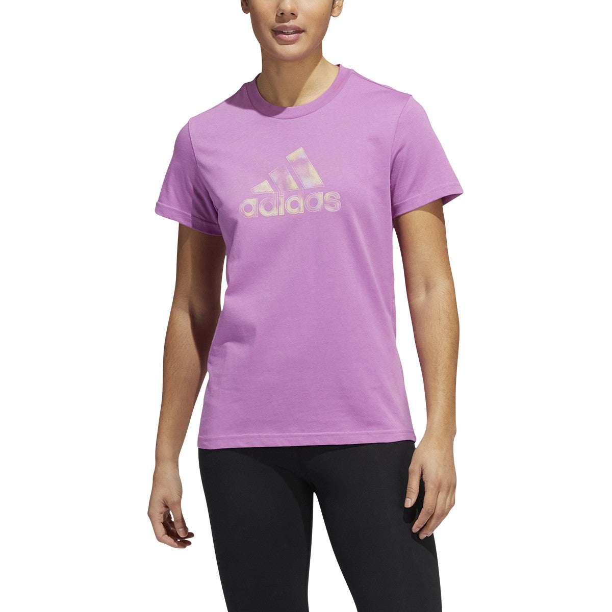 adidas Womens 2 Tone Graphic Tee with Logo