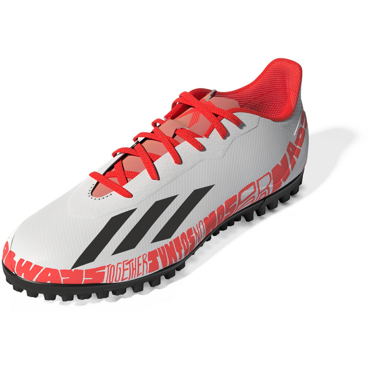 adidas X Speedportal Messi.4 Mens Indoor Soccer Shoes in White and Red