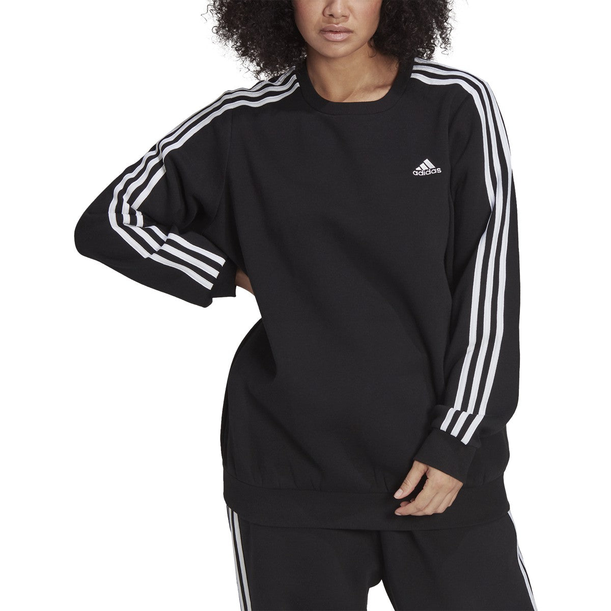 adidas Essentials Womens Plus Size Sweatshirt with 3 Stripes