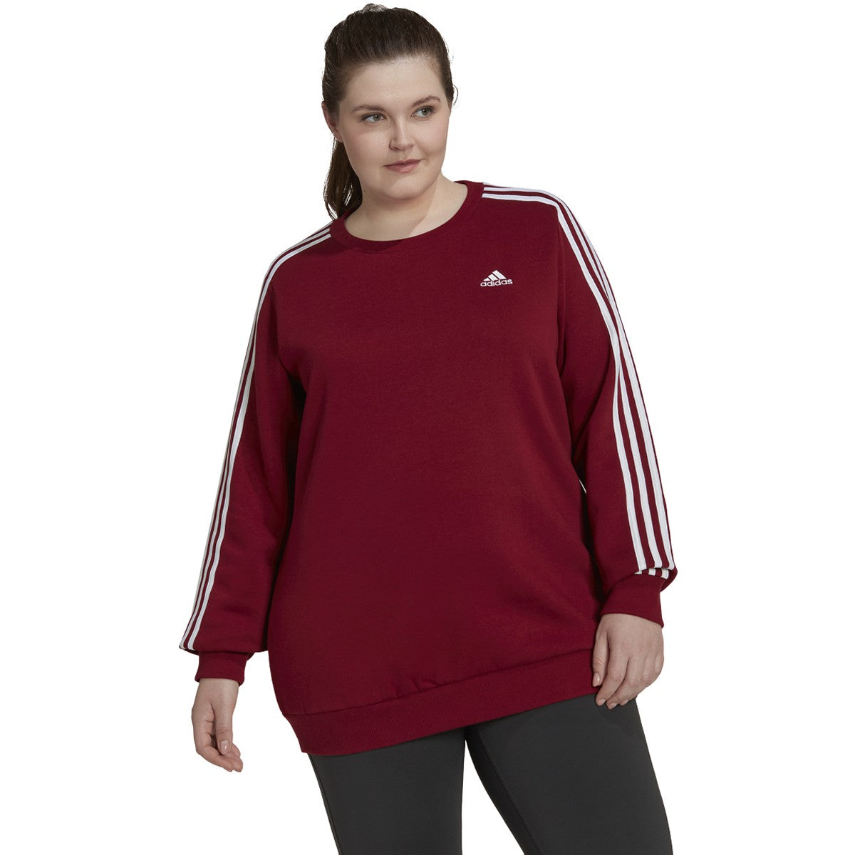 adidas Essentials Womens Plus Size Sweatshirt with 3 Stripes