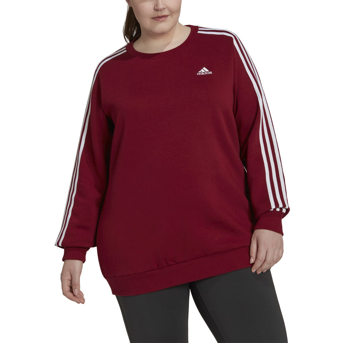 adidas Essentials Womens Plus Size Sweatshirt with 3 Stripes
