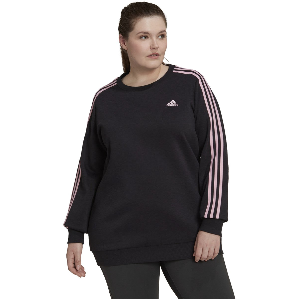 adidas Essentials Womens Plus Size Sweatshirt with 3 Stripes