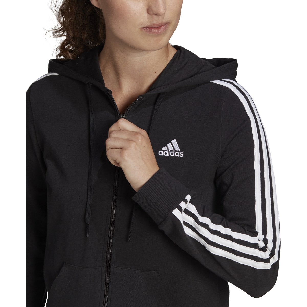 adidas Essentials 3-Stripe Full-Zip Hoodie - Womens Casual