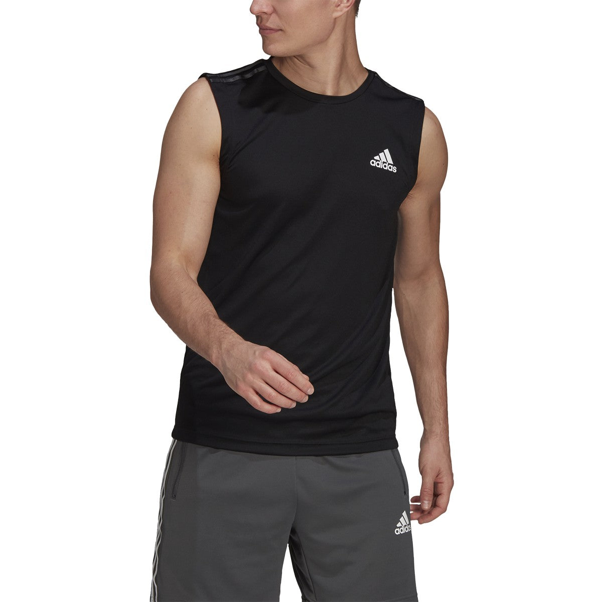adidas Designed 2 Move 3-Stripe Tank Top - Mens Training