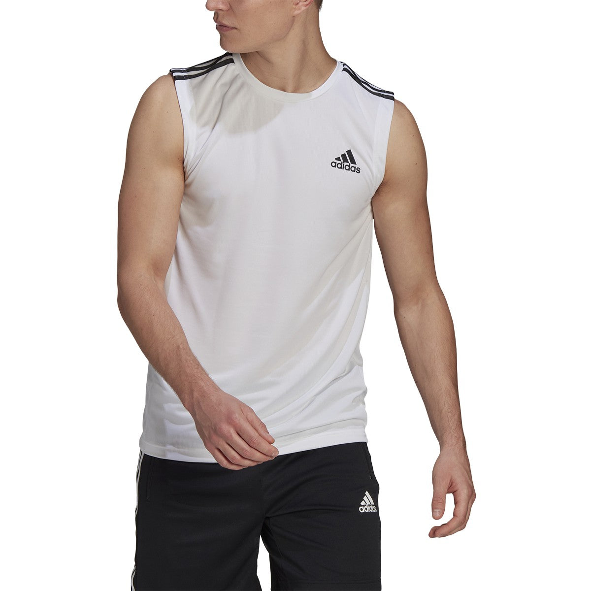 adidas Designed 2 Move 3-Stripe Tank Top - Mens Training