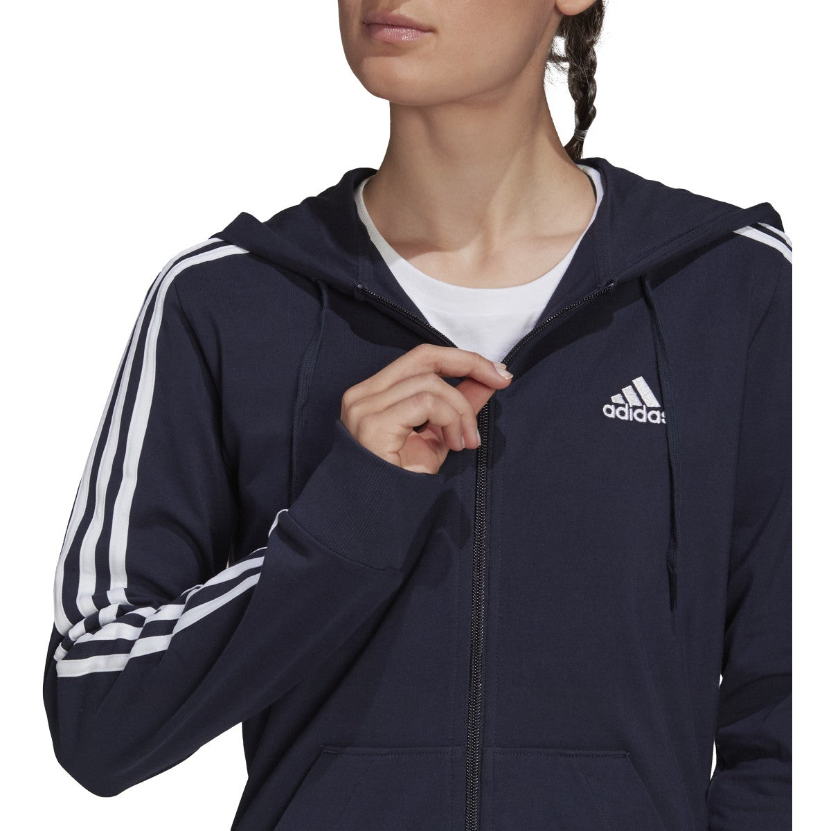 adidas Essentials 3-Stripe Full-Zip Hoodie - Womens Casual