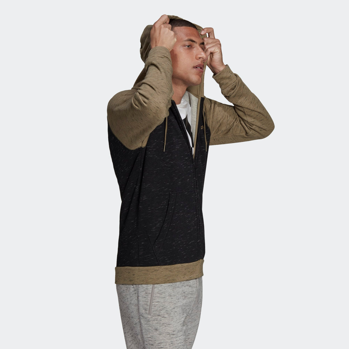 adidas Essentials Melange Small Logo Full Zip Hoodie - Mens Casual