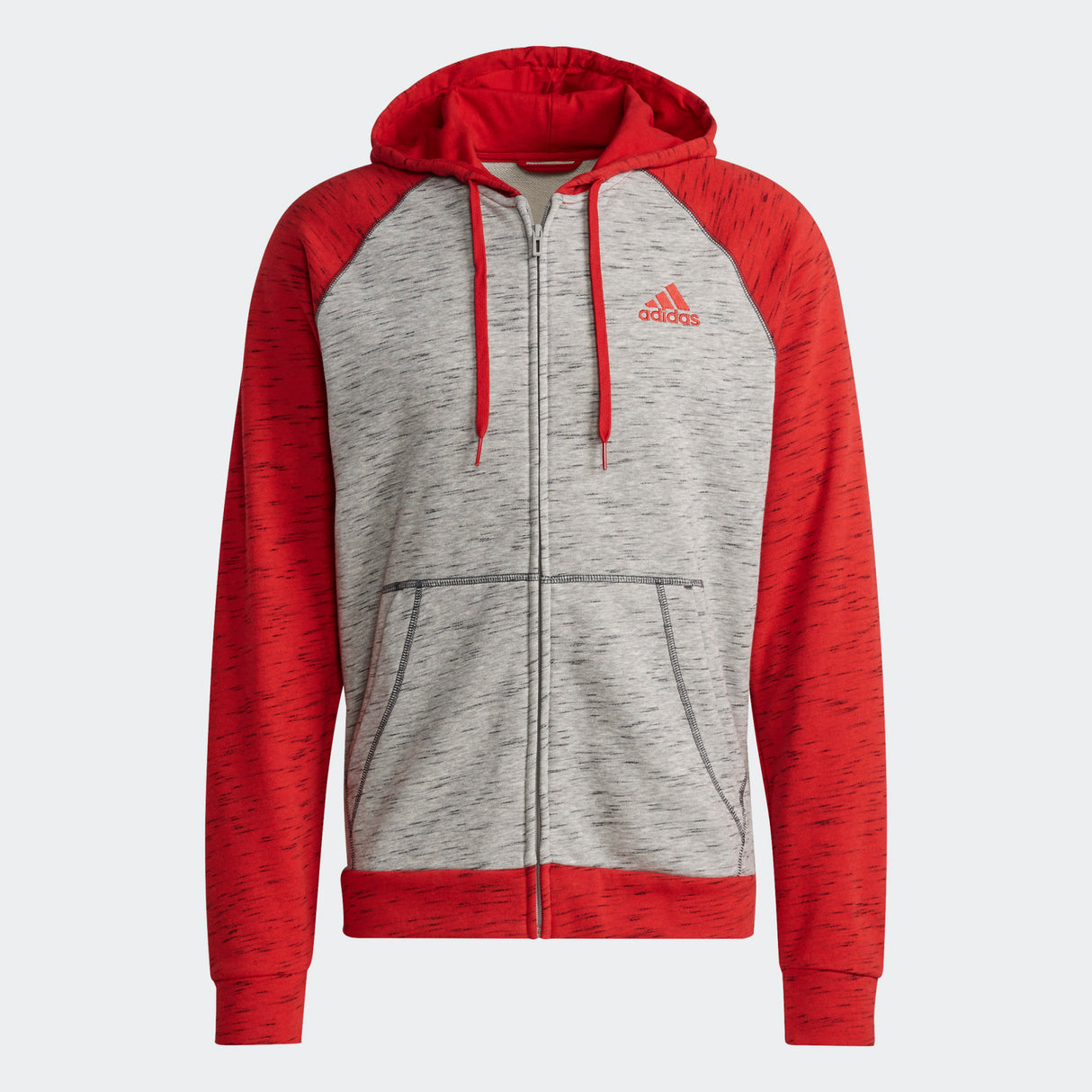 adidas Essentials Melange Small Logo Full Zip Hoodie - Mens Casual