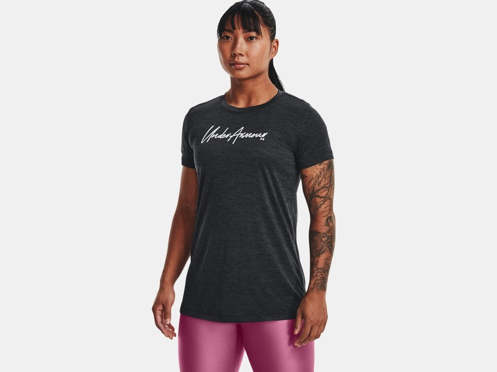 Under Armour Tech Twist Script Wordmark Womens Short Sleeve T-Shirt