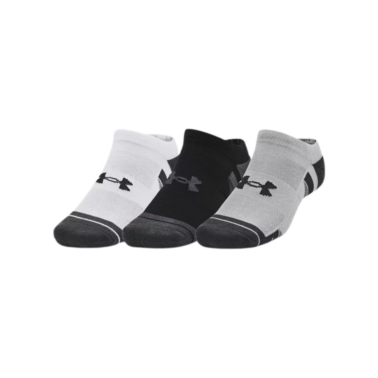 Under Armour Unisex UA Performance Tech No Show Socks - 3-Pack - Durable and Sweat-Wicking