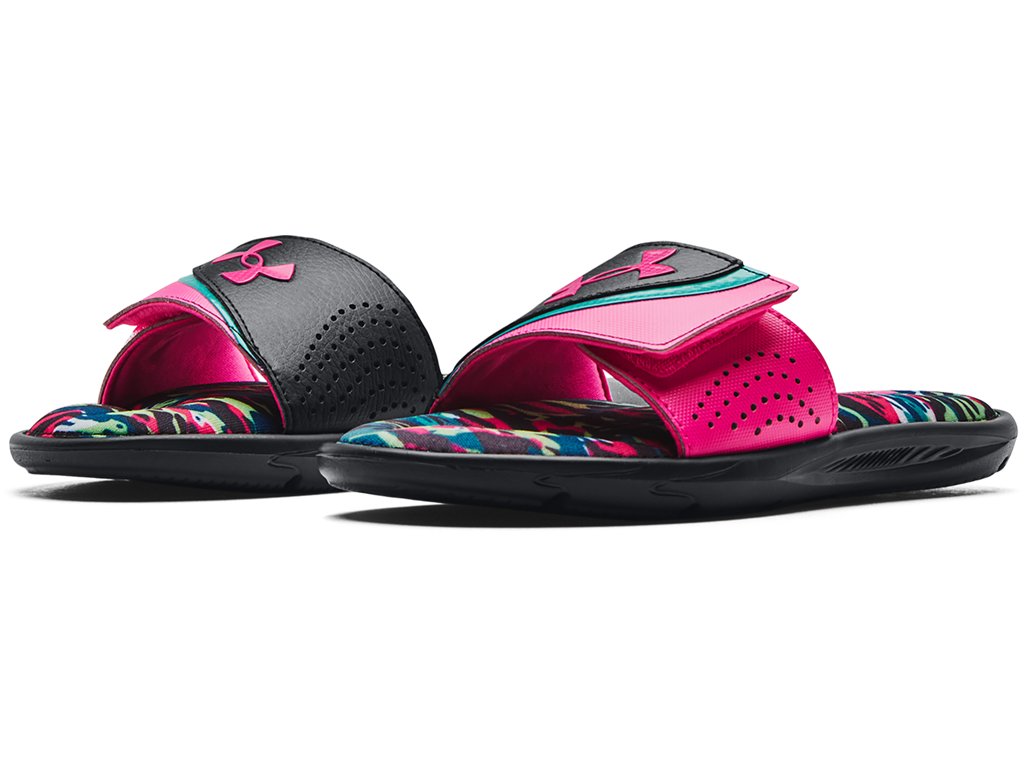 Under Armour Boys Ignite VI Graphic Footbed Slides Footwear - Durable Traction Pods
