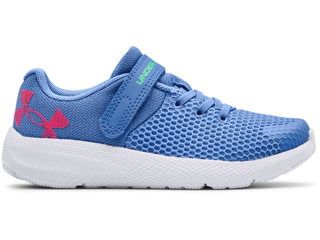 Under Armour Girls Pre-School UA Pursuit 2 AC Big Logo Running Shoes - High Rebound Cushioning
