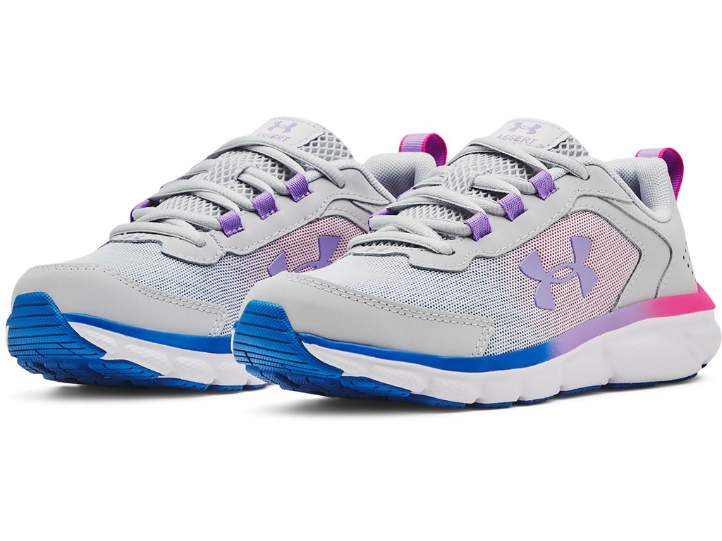 Under Armour Girls Assert 9 Running Shoes - Lightweight with Durable Leather Overlays