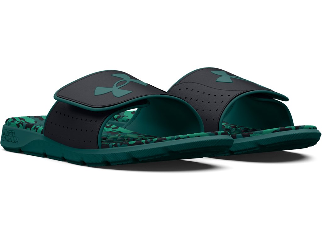 Under Armour Mens Ignite Pro Graphic Footbed Slides - Adjustable Synthetic Strap