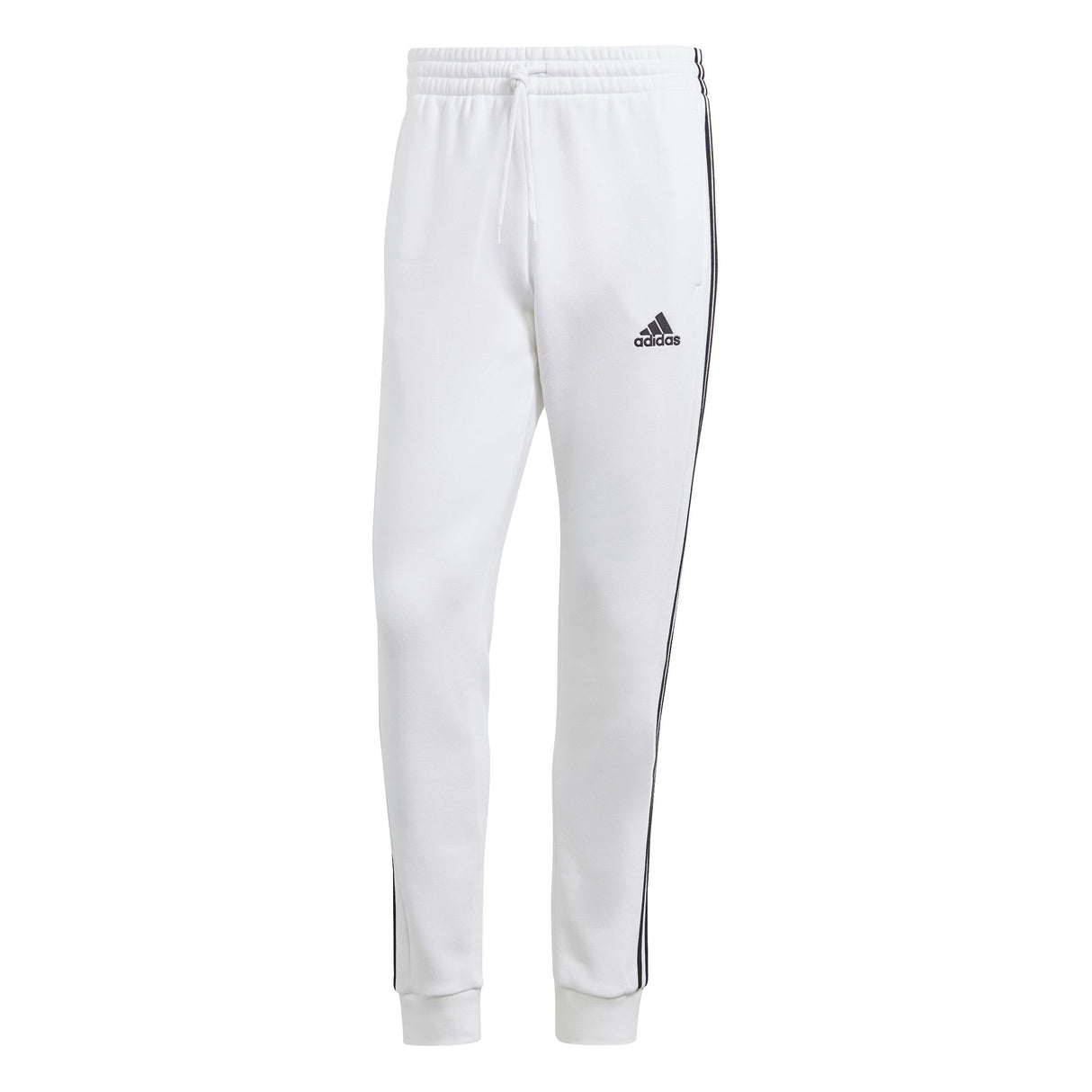 adidas Mens Essentials Fleece Tapered Cuff 3-Stripe Pants