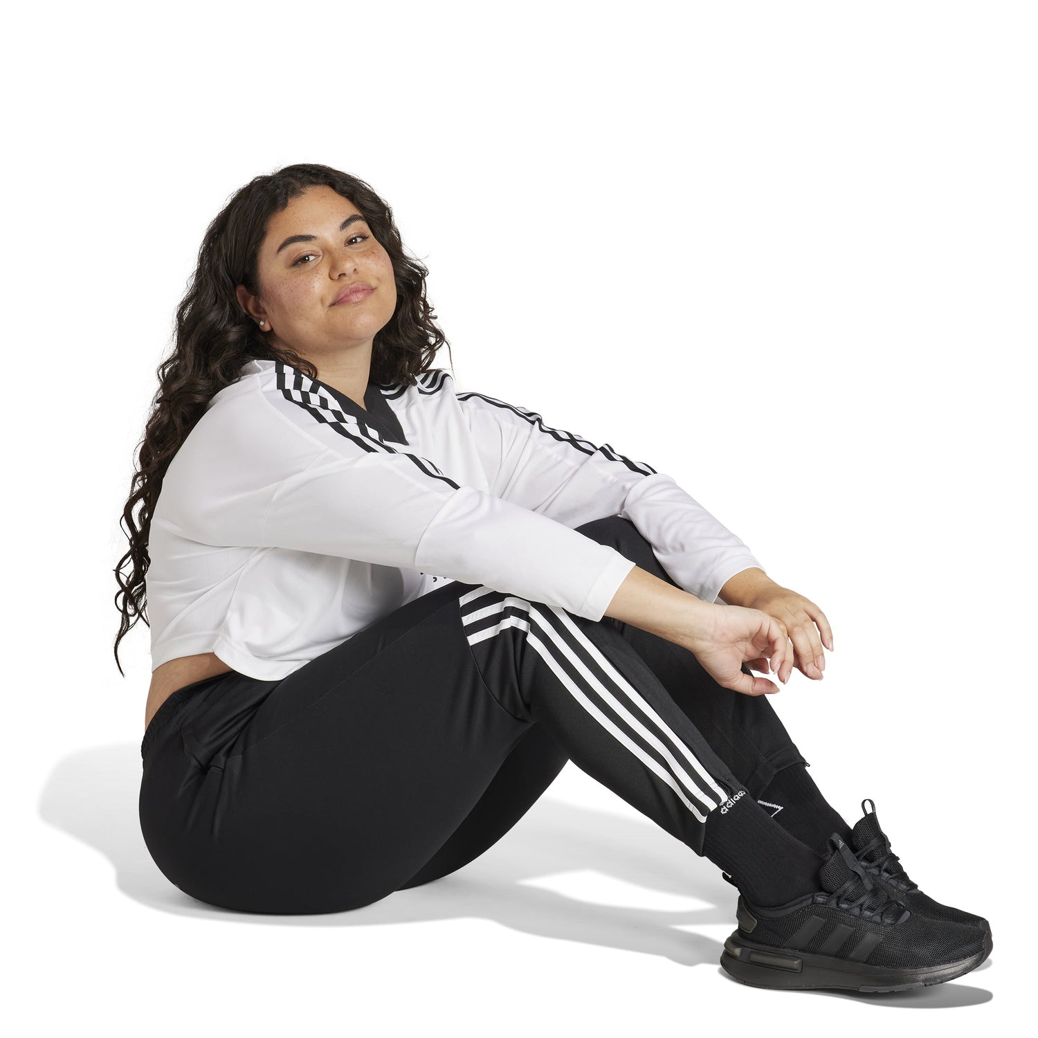 adidas Sereno AeroReady 3 Stripes Womens Plus Size Tapared Plus Pants