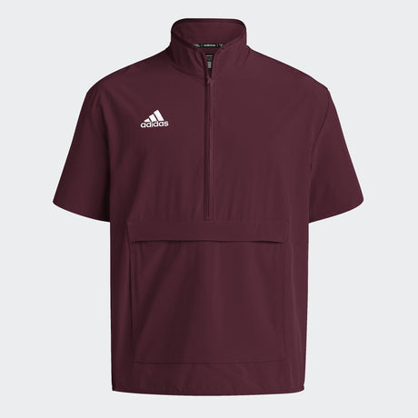 adidas Men's Coaches Short Sleeve Quarter Zip Woven Jacket - Stretch Fabric for Comfort & Style