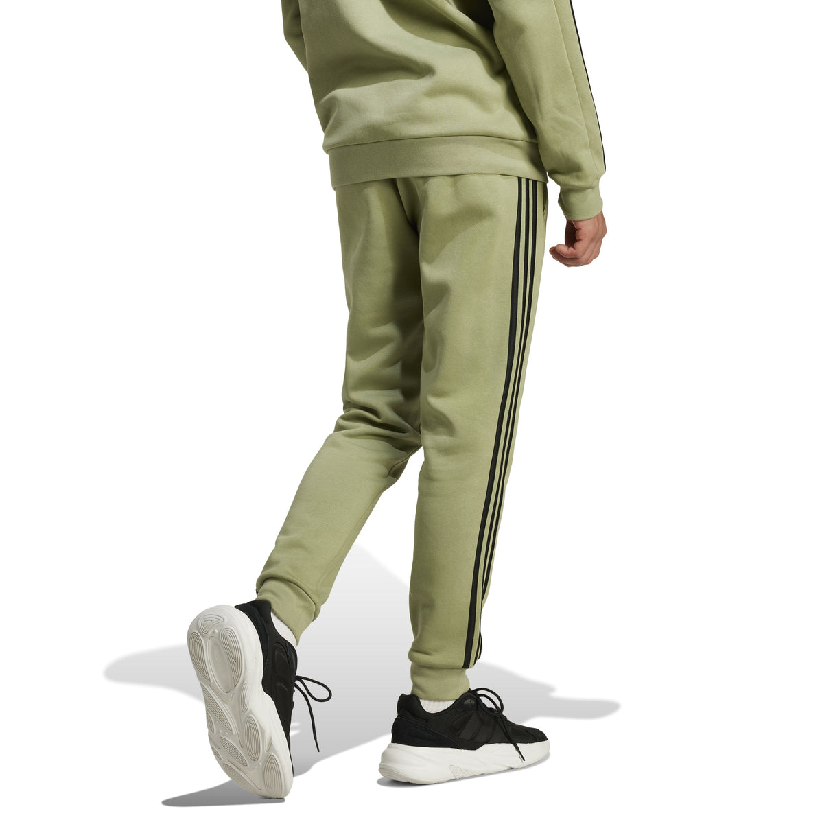 adidas Mens Essentials Fleece Tapered Cuff 3-Stripe Pants