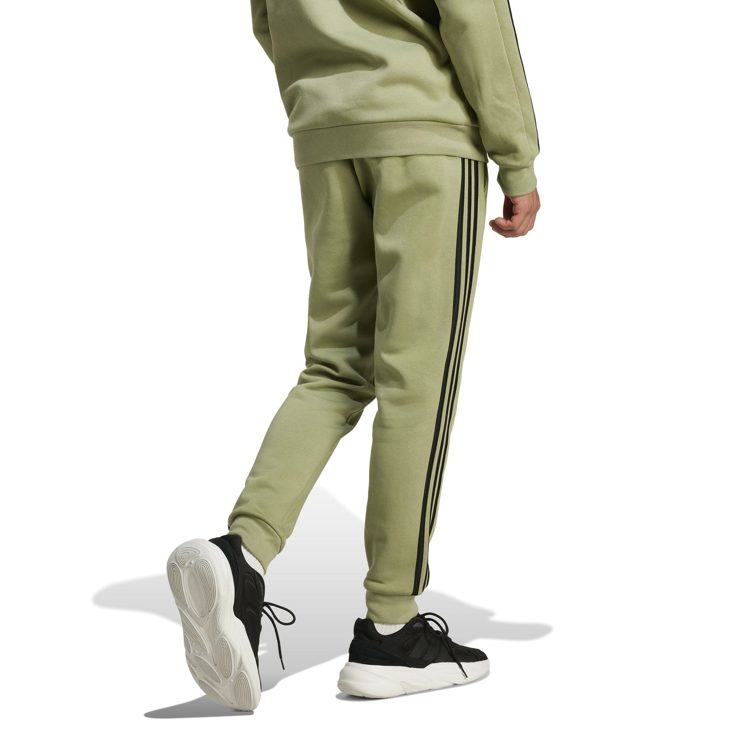 adidas Mens Essentials Fleece Tapered Cuff 3-Stripe Pants