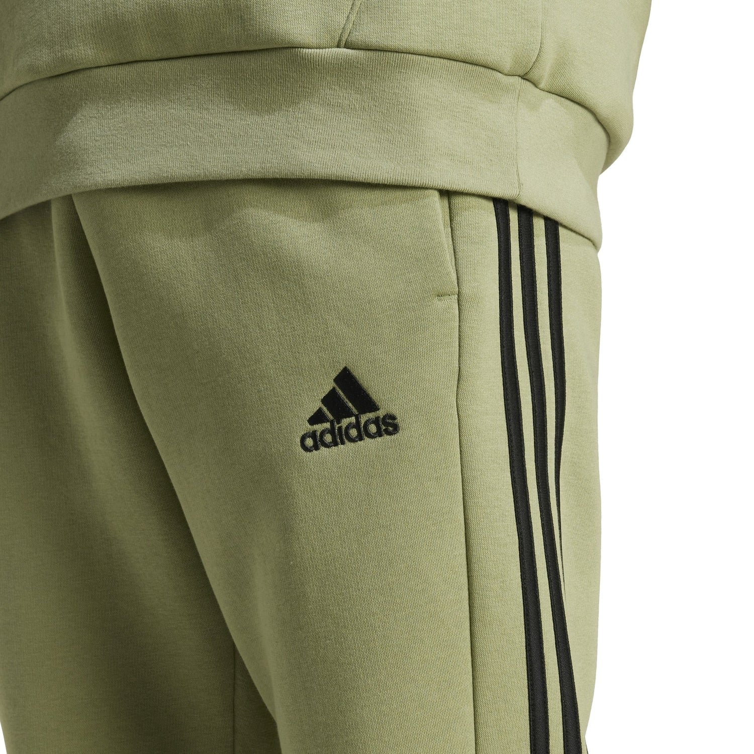 adidas Mens Essentials Fleece Tapered Cuff 3-Stripe Pants