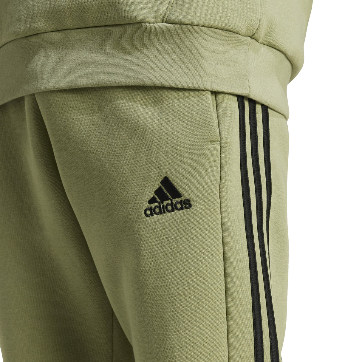 adidas Mens Essentials Fleece Tapered Cuff 3-Stripe Pants
