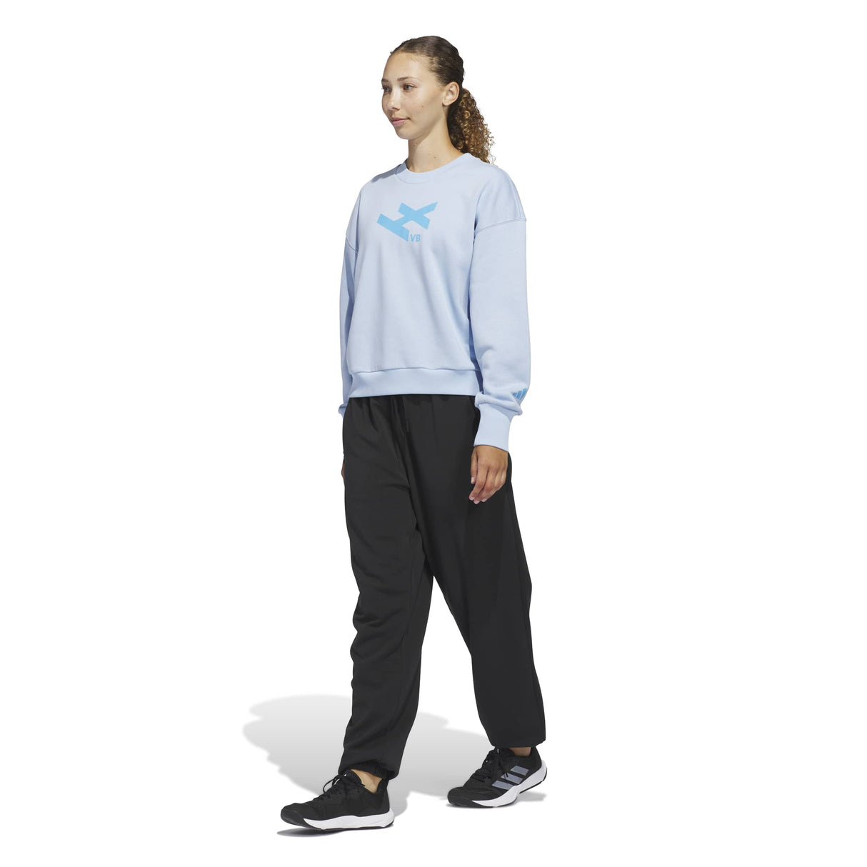 adidas Women's LOVB City Graphics Pullover Crew Sweatshirt – Loose Fit Comfort for Volleyball