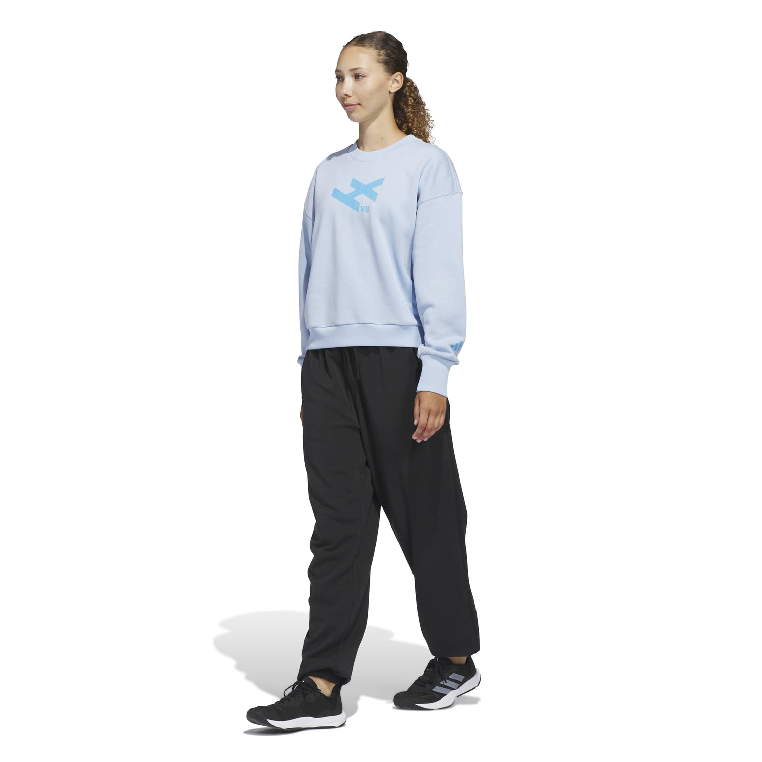 adidas Women's LOVB City Graphics Pullover Crew Sweatshirt – Loose Fit Comfort for Volleyball