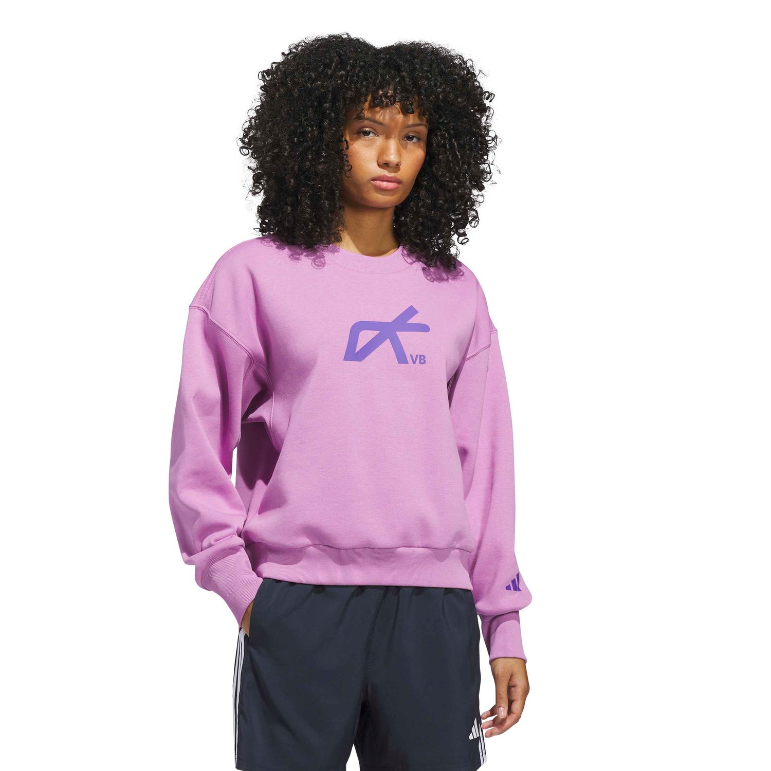 adidas Women's LOVB City Graphics Pullover Crew Sweatshirt – Loose Fit Comfort for Volleyball