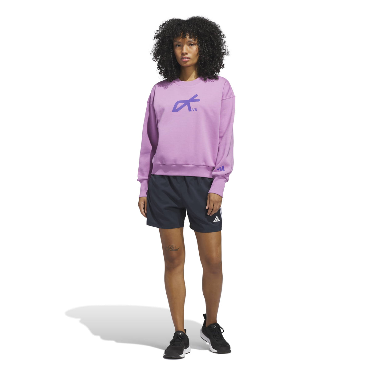 adidas Women's LOVB City Graphics Pullover Crew Sweatshirt – Loose Fit Comfort for Volleyball