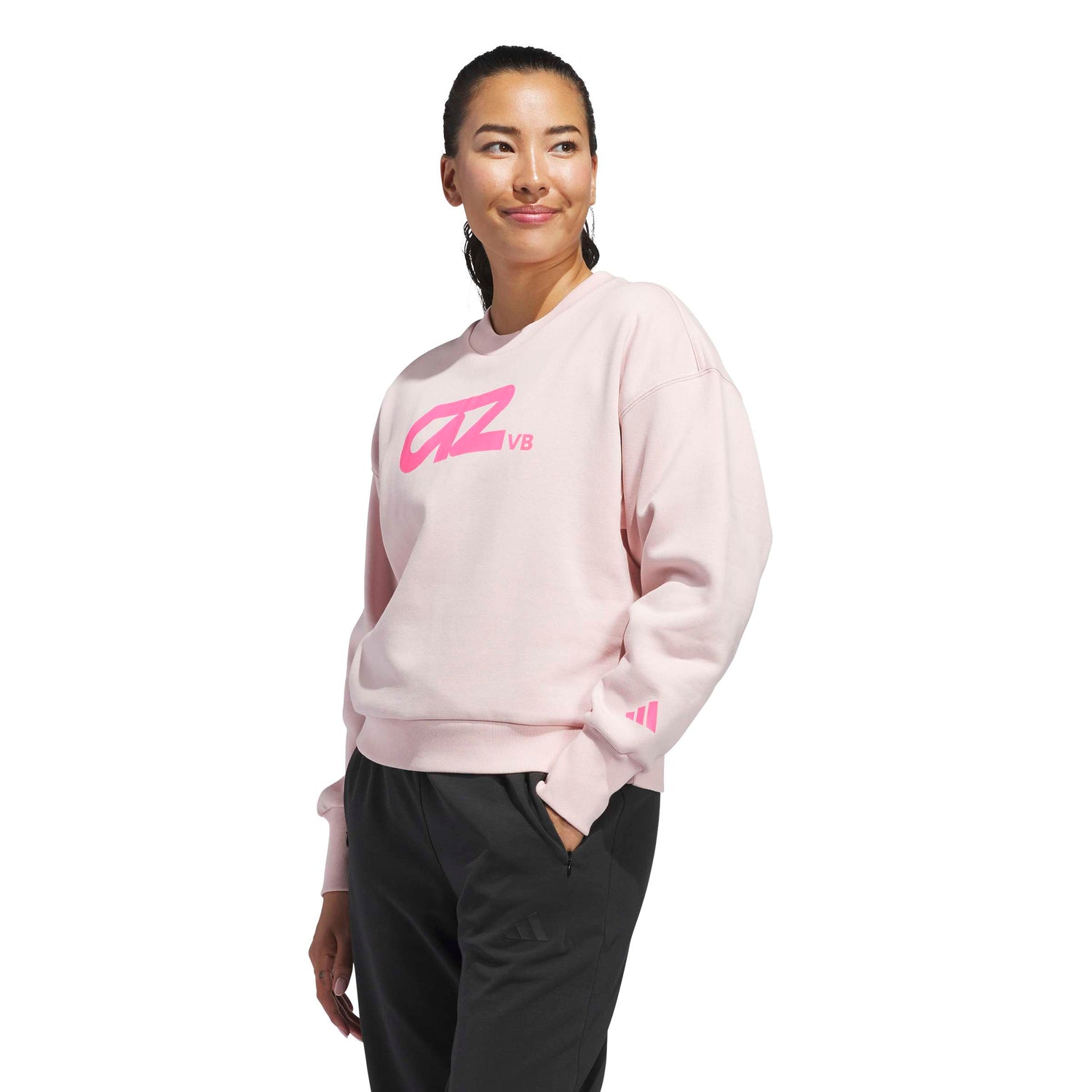 adidas Women's LOVB City Graphics Pullover Crew Sweatshirt – Loose Fit Comfort for Volleyball