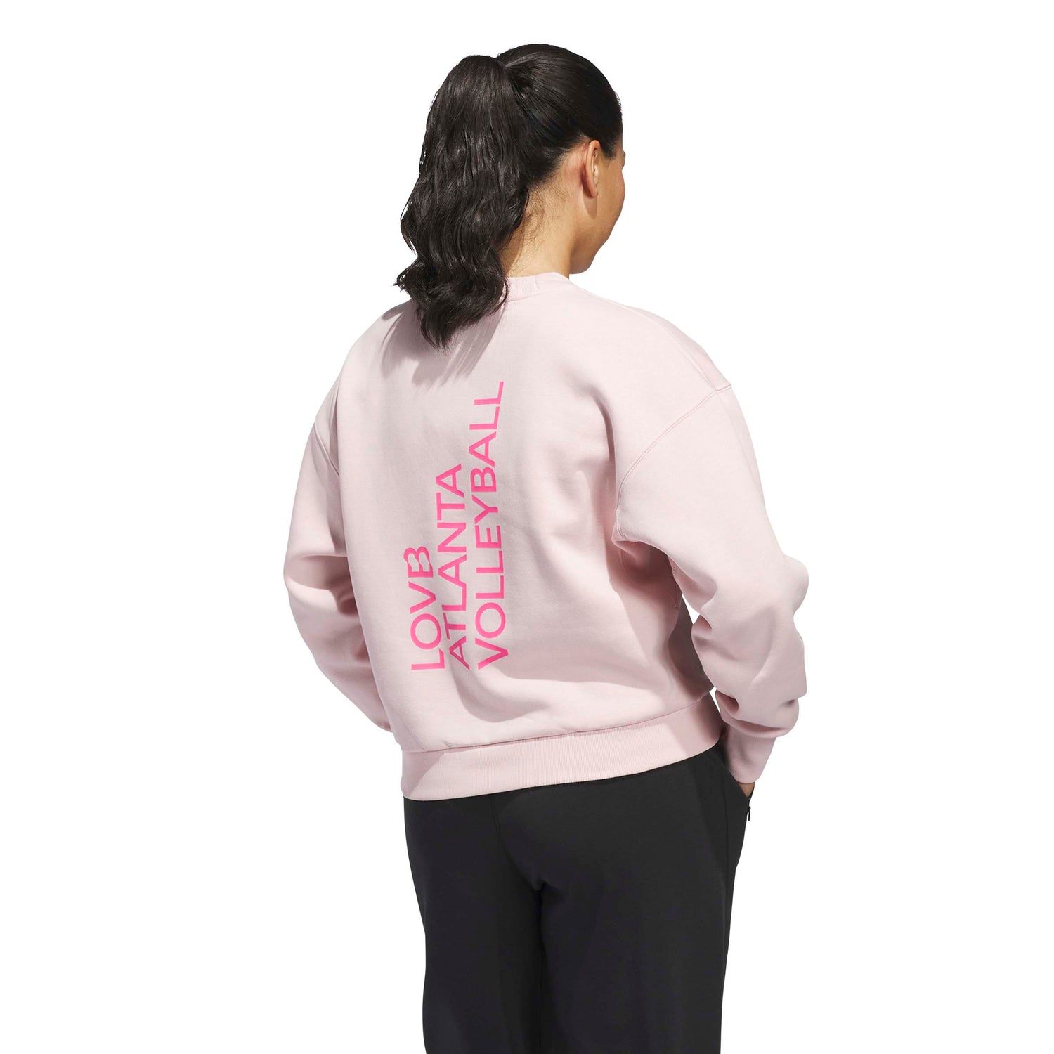 adidas Women's LOVB City Graphics Pullover Crew Sweatshirt – Loose Fit Comfort for Volleyball