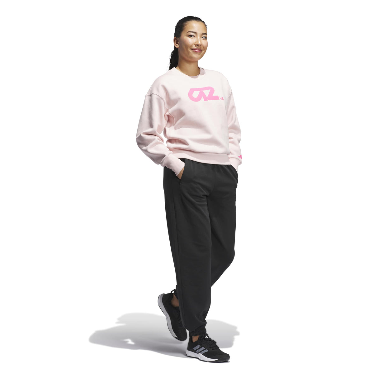 adidas Women's LOVB City Graphics Pullover Crew Sweatshirt – Loose Fit Comfort for Volleyball