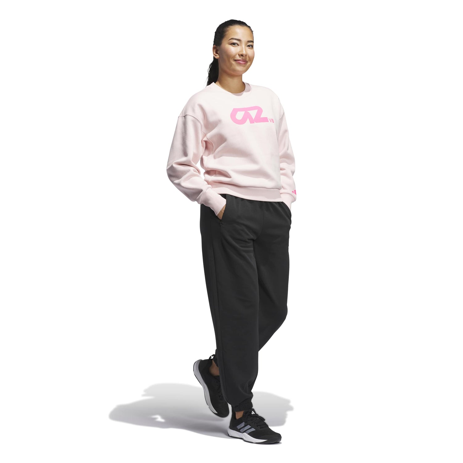 adidas Women's LOVB City Graphics Pullover Crew Sweatshirt – Loose Fit Comfort for Volleyball