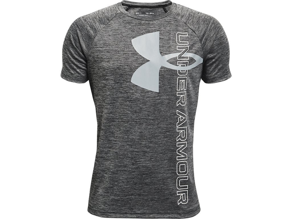 Under Armour Boys Tech Split Logo Hybrid Short Sleeve Shirt - Quick-Drying