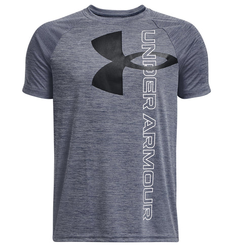 Under Armour Boys Tech Split Logo Hybrid Short Sleeve Shirt - Quick-Drying