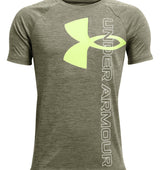 Under Armour Boys Tech Split Logo Hybrid Short Sleeve Shirt - Quick-Drying