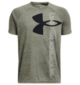 Under Armour Boys Tech Split Logo Hybrid Short Sleeve Shirt - Quick-Drying