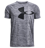 Under Armour Boys Tech Split Logo Hybrid Short Sleeve Shirt - Quick-Drying