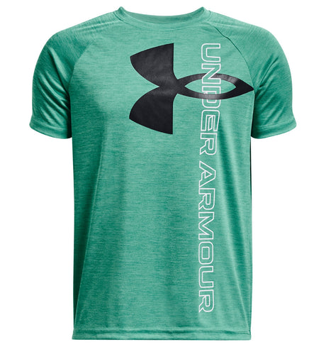 Under Armour Boys Tech Split Logo Hybrid Short Sleeve Shirt - Quick-Drying