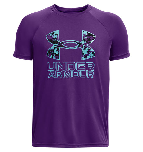 Under Armour Boys Tech Hybrid Print Fill Short Sleeve Shirt - Quick-Drying and Sweat-Wicking
