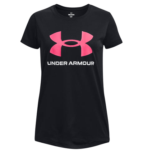 Under Armour Girls Tech Print Fill Big Logo Short Sleeve Shirt - Quick-Drying and Ultra-Soft