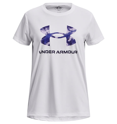Under Armour Girls Tech Print Fill Big Logo Short Sleeve Shirt - Quick-Drying and Ultra-Soft