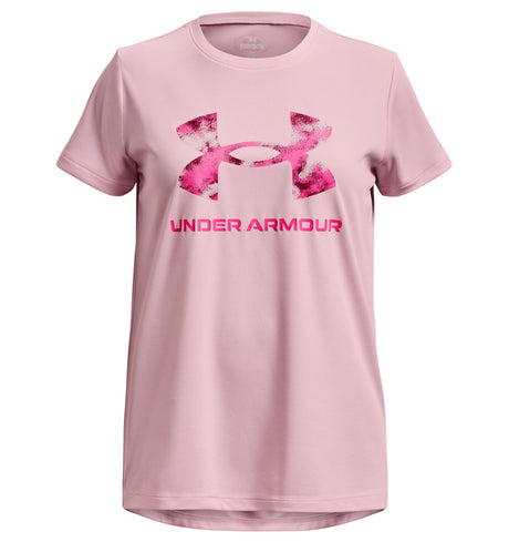 Under Armour Girls Tech Print Fill Big Logo Short Sleeve Shirt - Quick-Drying and Ultra-Soft