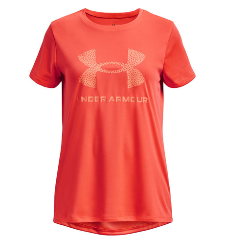 Under Armour Girls Tech Print Fill Big Logo Short Sleeve Shirt - Quick-Drying and Ultra-Soft